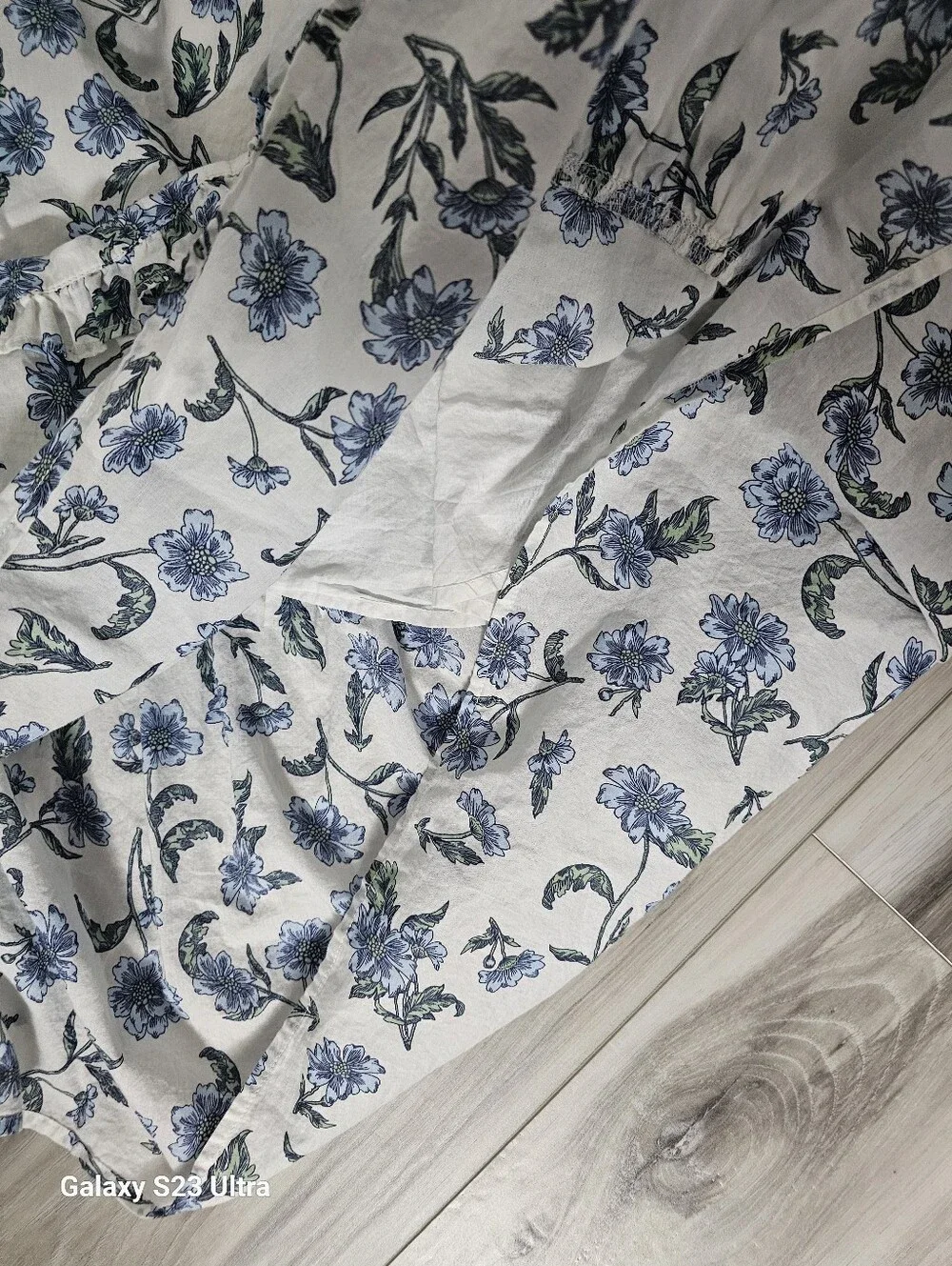 J. Crew White Midi Dress with Blue Floral Print Sz 12